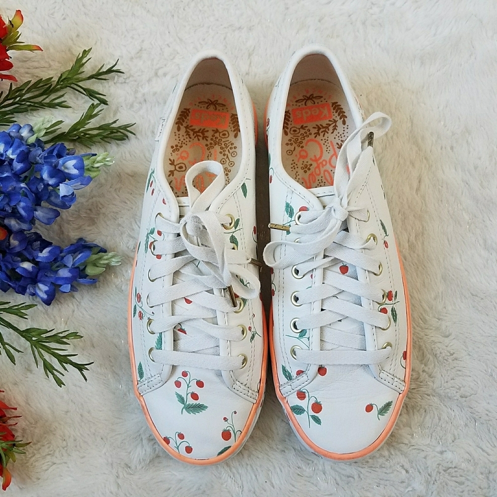 Keds x Rifle Paper Strawberry Print Leather Sneakers